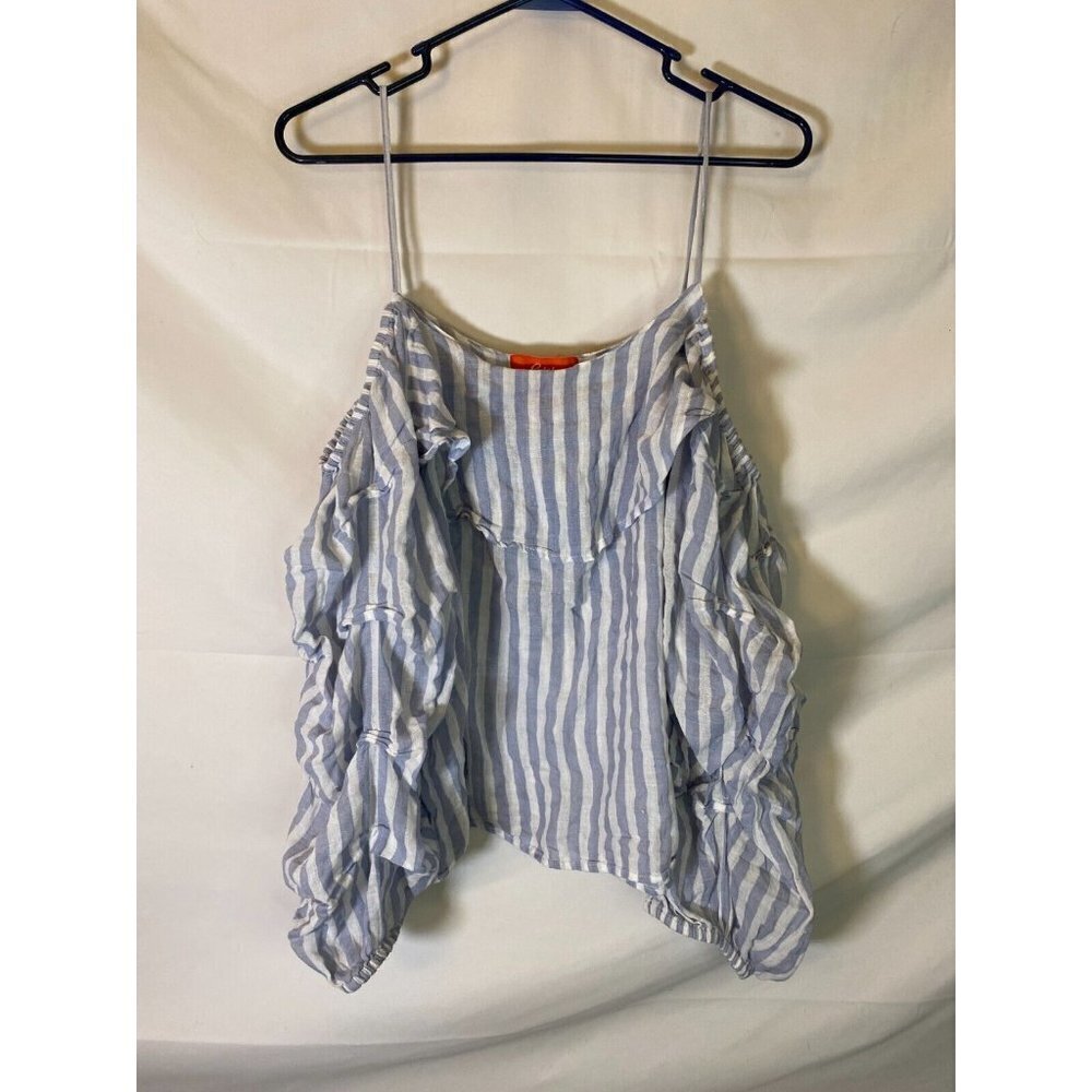 RAINBOW WOMENS PLUS SIZE 1X COLD SHOULDER SHIRT TOP BLOUSE BLUE STRIPES